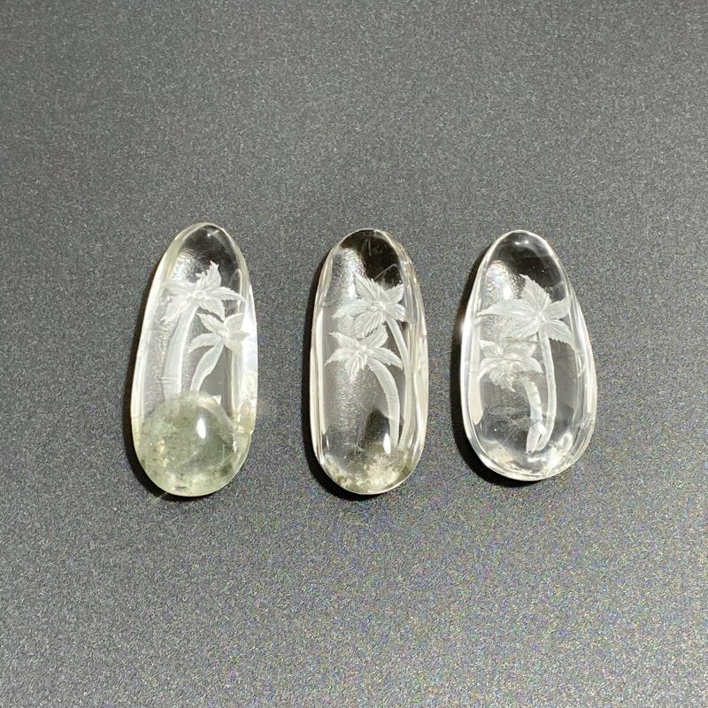 3 Pieces Beautiful Tree Garden Quartz Inner Scene Carving -Wholesale Crystals