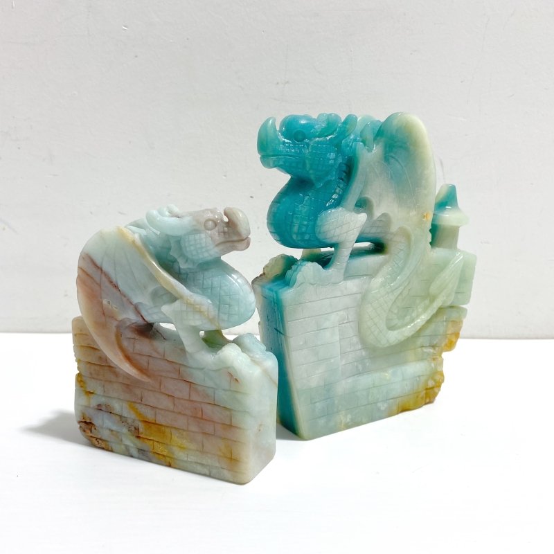 3 Pieces Caribbean Calcite Flying Dragon Castle Carving - Wholesale Crystals