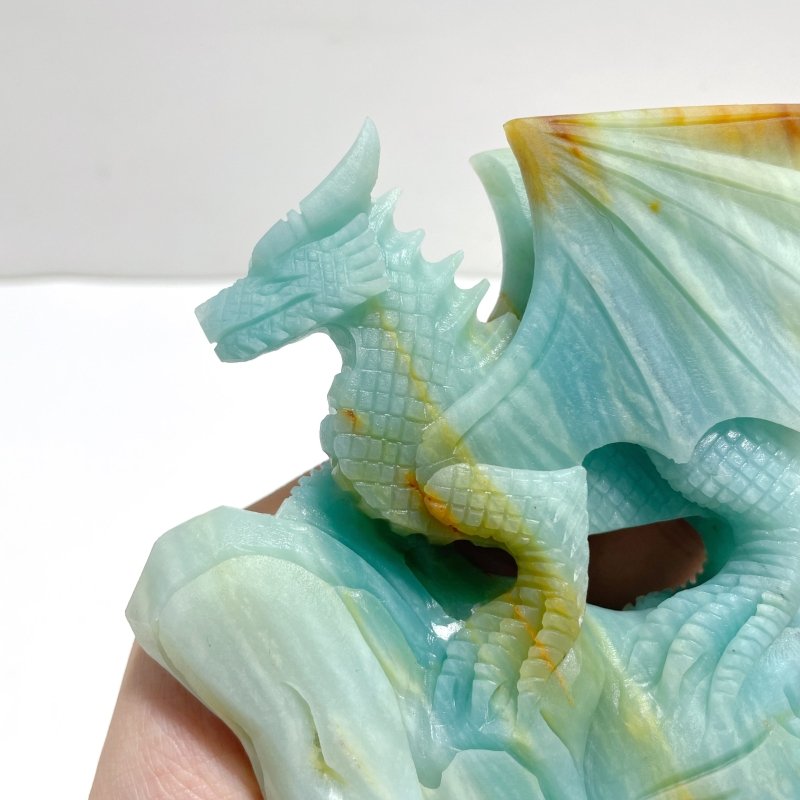 3 Pieces High Quality Caribbean Calcite Flying Dragon Castle Carving - Wholesale Crystals