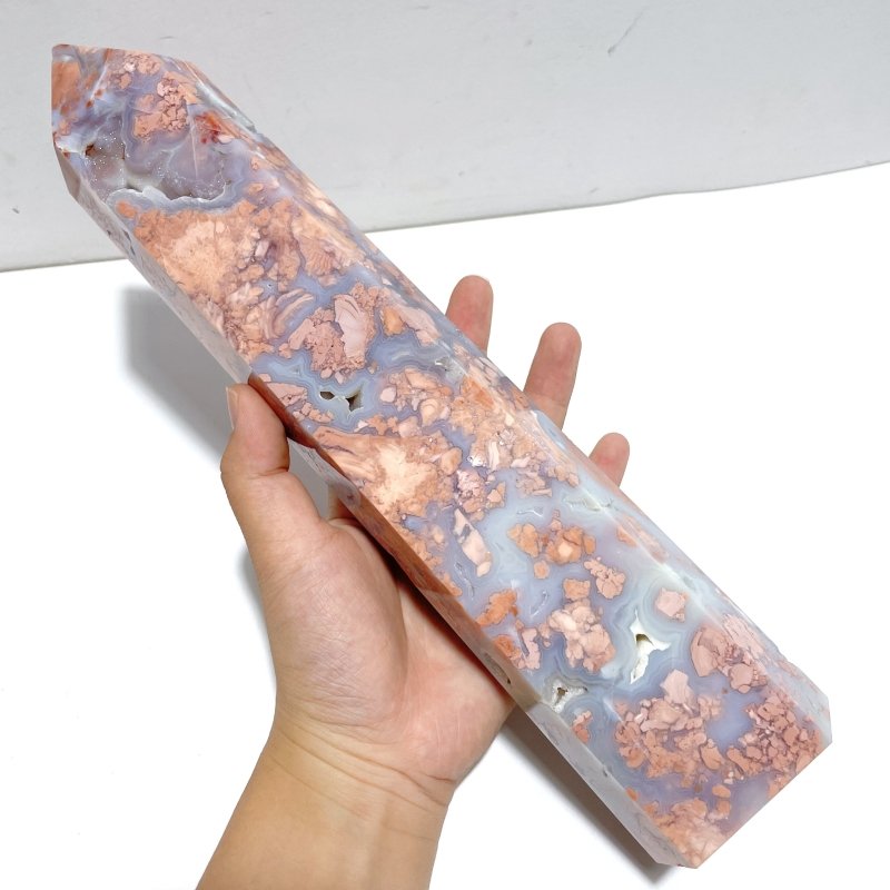 3 Pieces High Quality Large Pink Agate Druzy Geode Tower - Wholesale Crystals