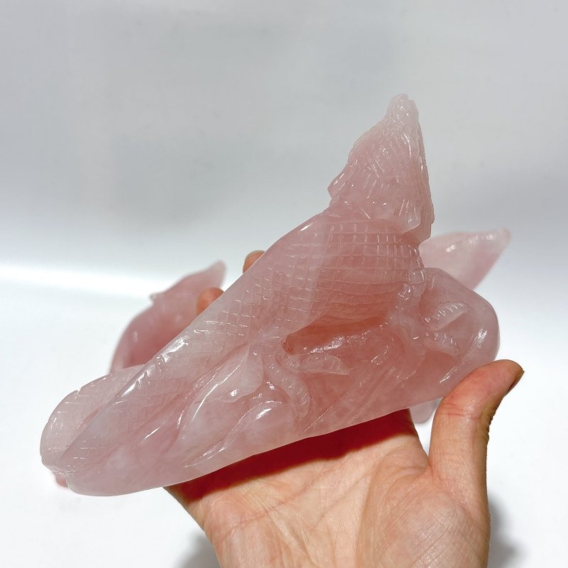 3 Pieces High Quality Rose Quartz Lizard Carving -Wholesale Crystals