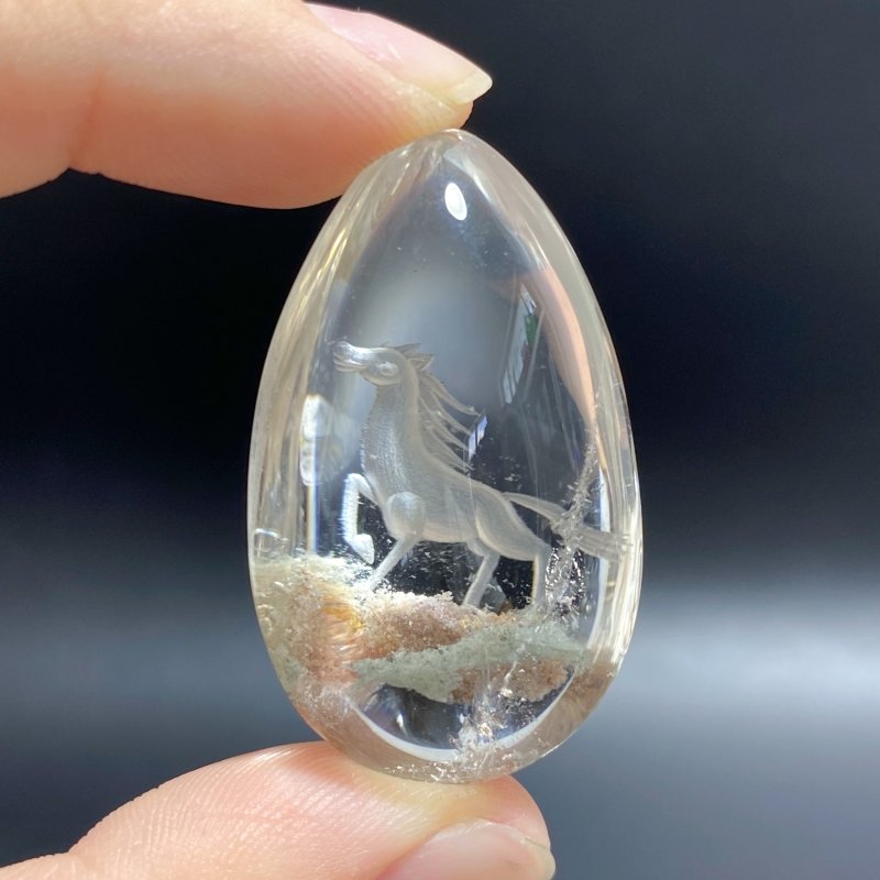 3 Pieces Horse Garden Quartz Inner Scene Carving -Wholesale Crystals