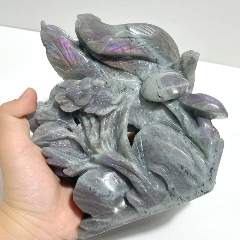 3 Pieces Labradorite Nine - tailed Fox Carving - Wholesale Crystals