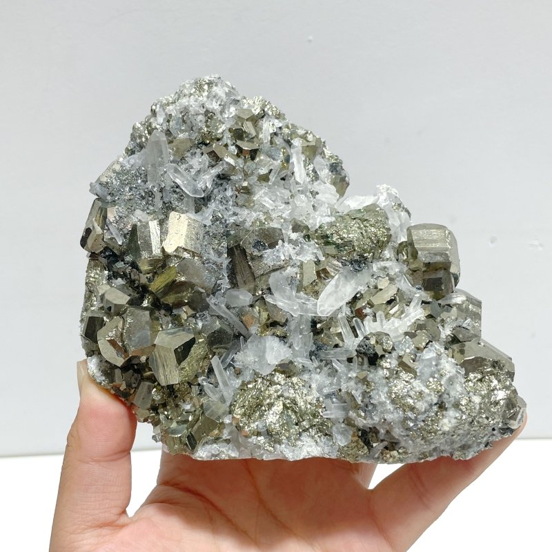 3 Pieces Large Pyrite Mixed Clear Quartz Cluster Specimen For Collection - Wholesale Crystals