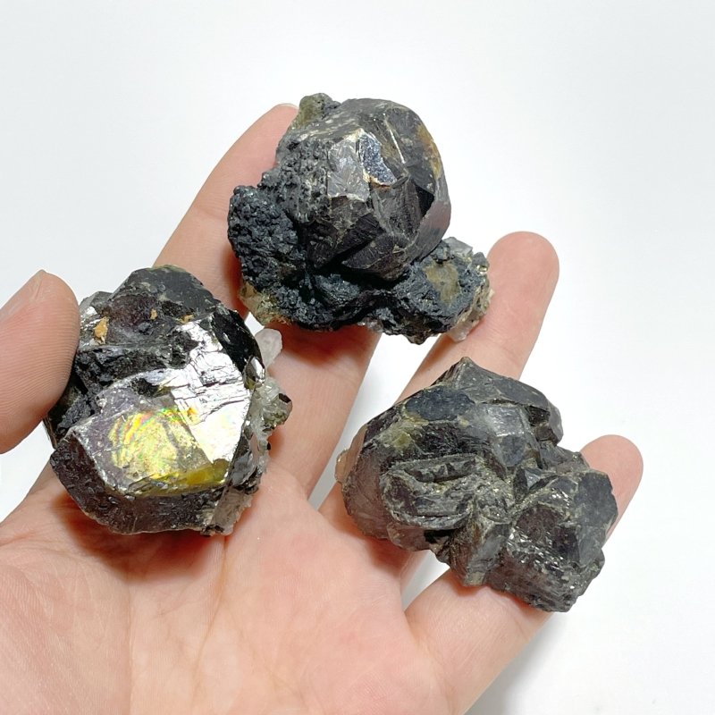 3 Pieces Rare Green Garnet Mixed Pyrite Specimen - Wholesale Crystals