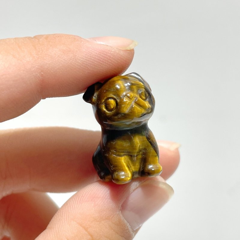 3 Types Mini Dog Carving Wholesale Tiger Eye Sodalite Dalmatian - Wholesale Crystals