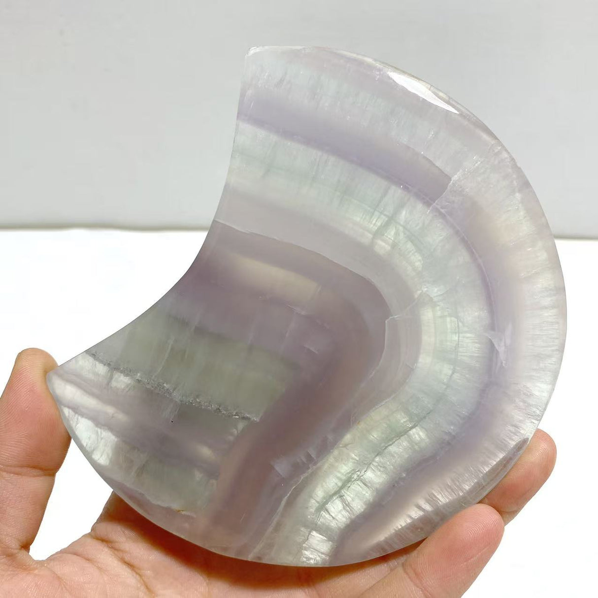 7 Pieces Fluorite Moon Carving With Stand