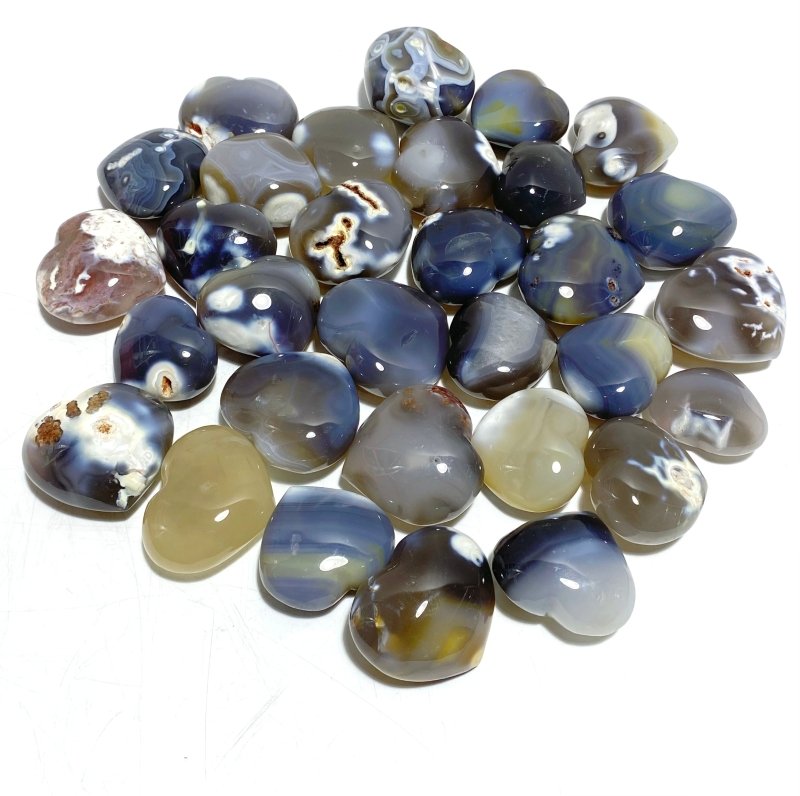 31 Pieces Black Orca Agate Heart 4 - Wholesale Crystals