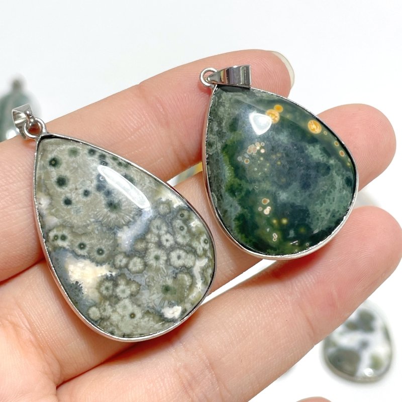 32 Pieces Beautiful 8th Vein Ocean Japser Pendant - Wholesale Crystals