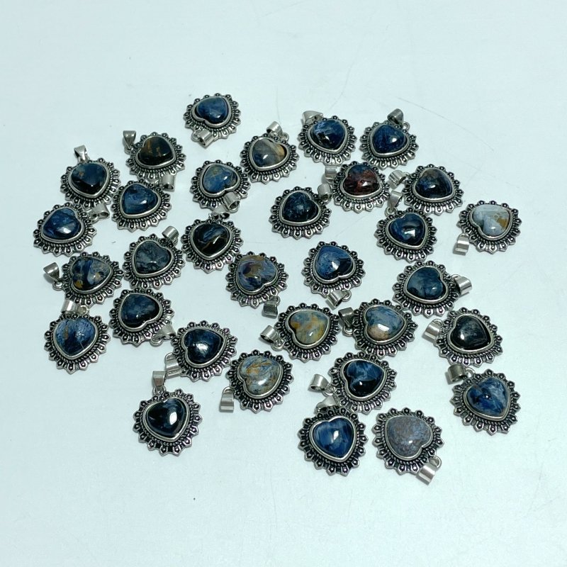32 Pieces Pietersite Heart Pendant - Wholesale Crystals