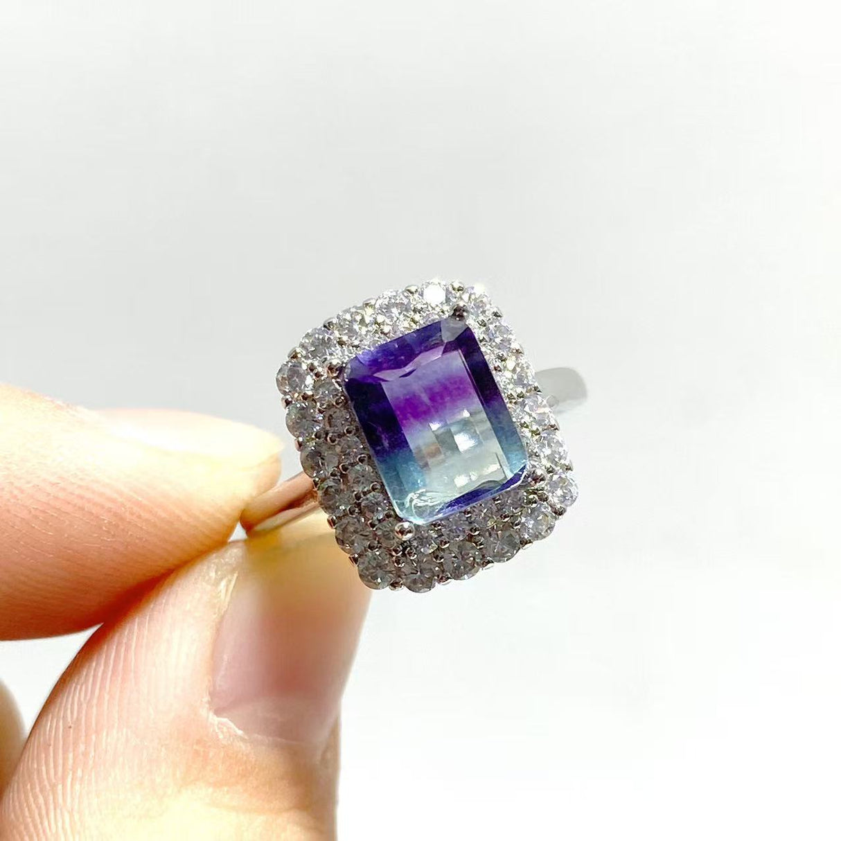 Beautiful Cut Faceted Fluorite Sugar Cube Ring Wholesale