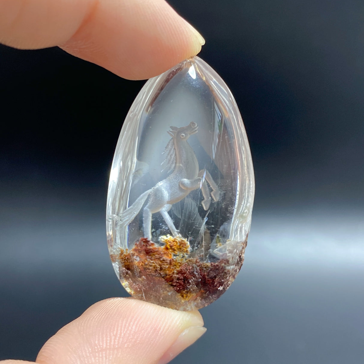 3 Pieces Horse Garden Quartz Inner Scene Carving