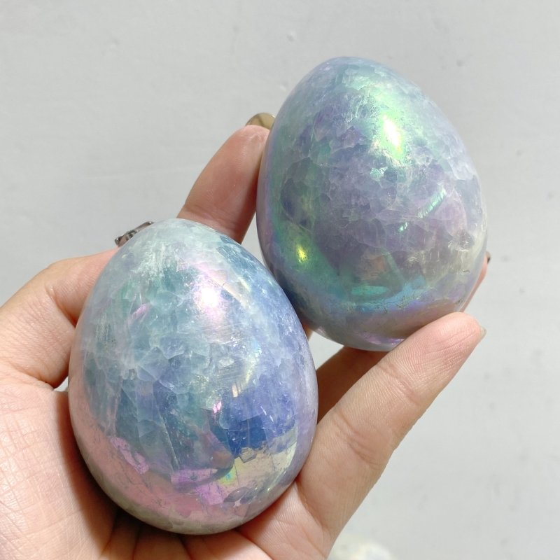 37 Pieces Aura Blue Calcite Eggs -Wholesale Crystals
