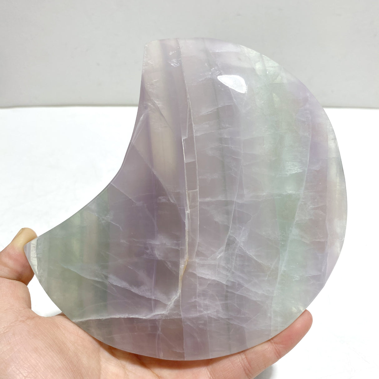 4 Pieces Large Fluorite Moon Carving With Stand