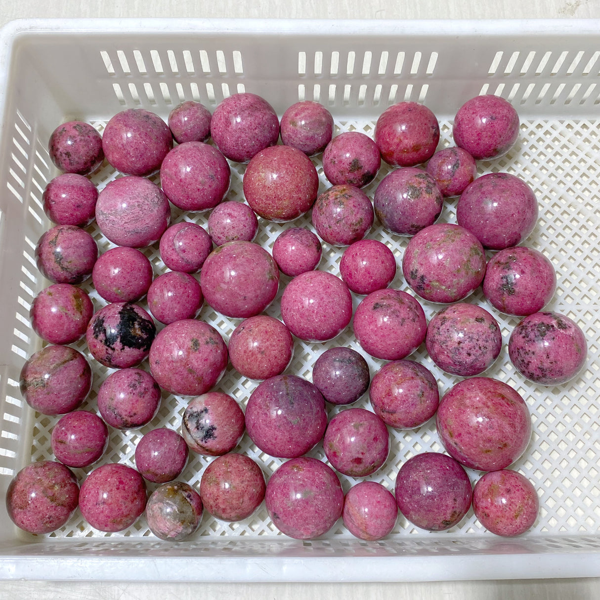 52 Pieces High Quality Rhodonite Spheres (Sea Freight Only)