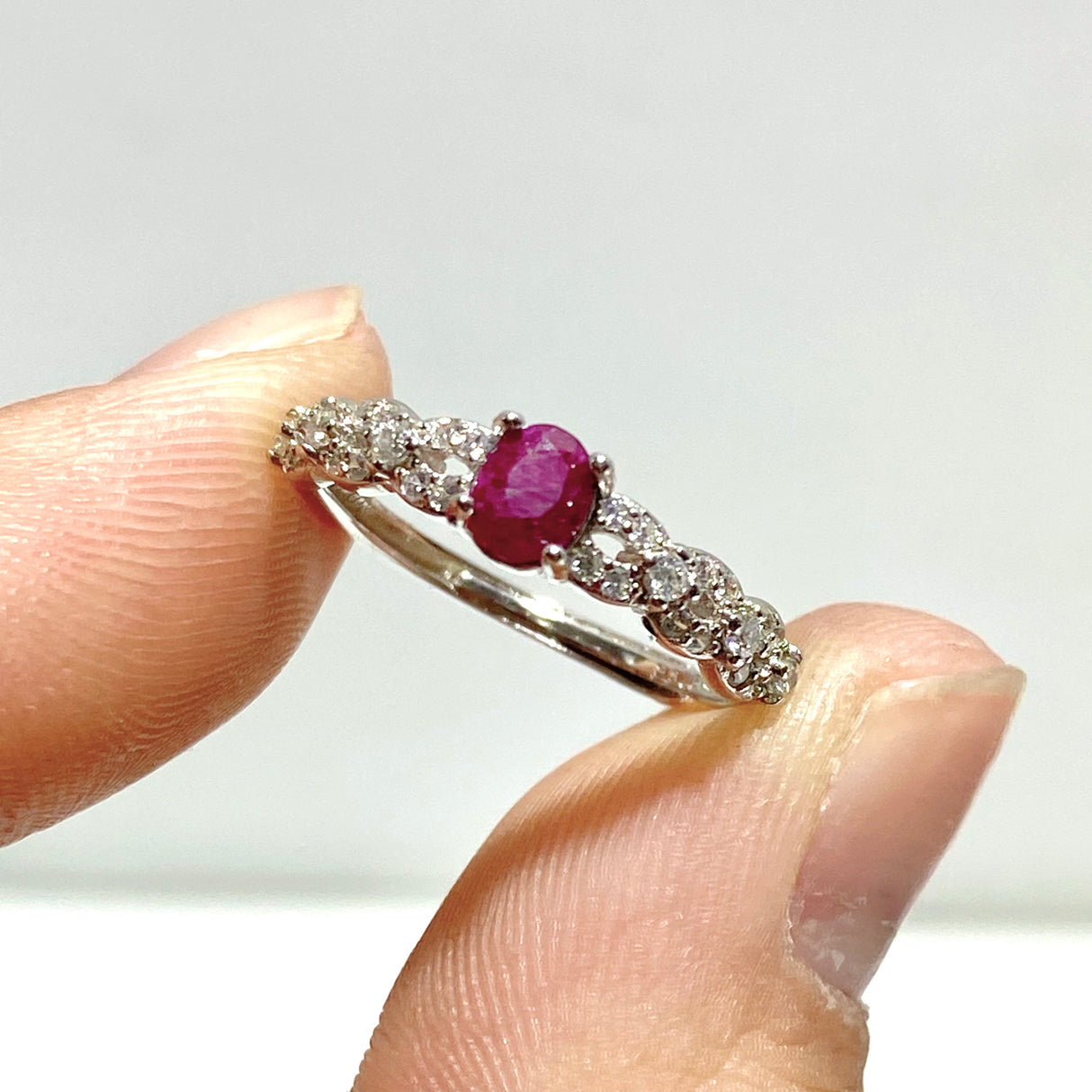 6 Pieces Red Tourmaline& Blue Sapphire 925 Silver Rings