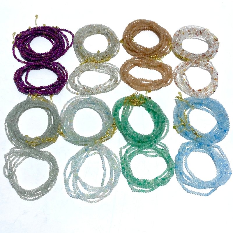 3MM Multi - Faceted Crystal Flash Bead Bracelets Necklace Wholesale Labradorite Sunstone Aquamarine - Wholesale Crystals