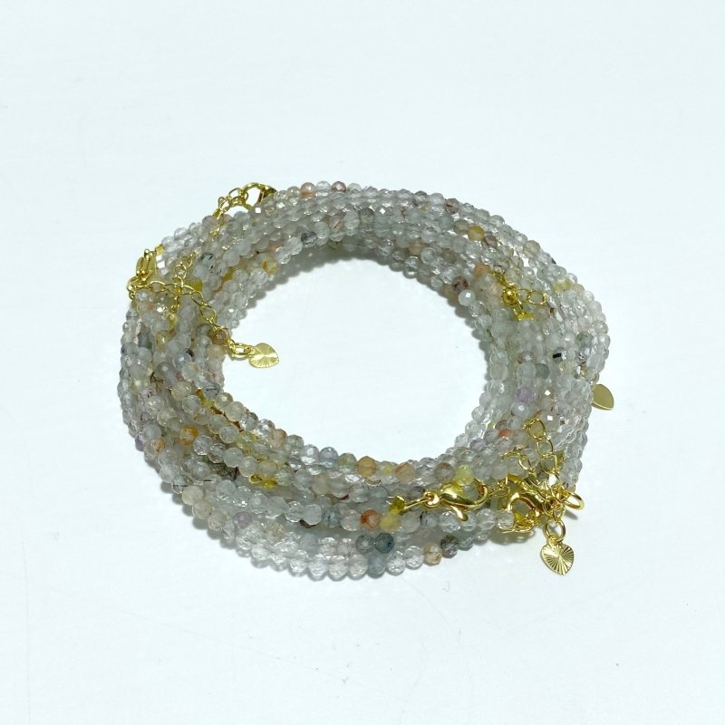 3MM Multi - Faceted Crystal Flash Bead Bracelets Necklace Wholesale Labradorite Sunstone Aquamarine - Wholesale Crystals