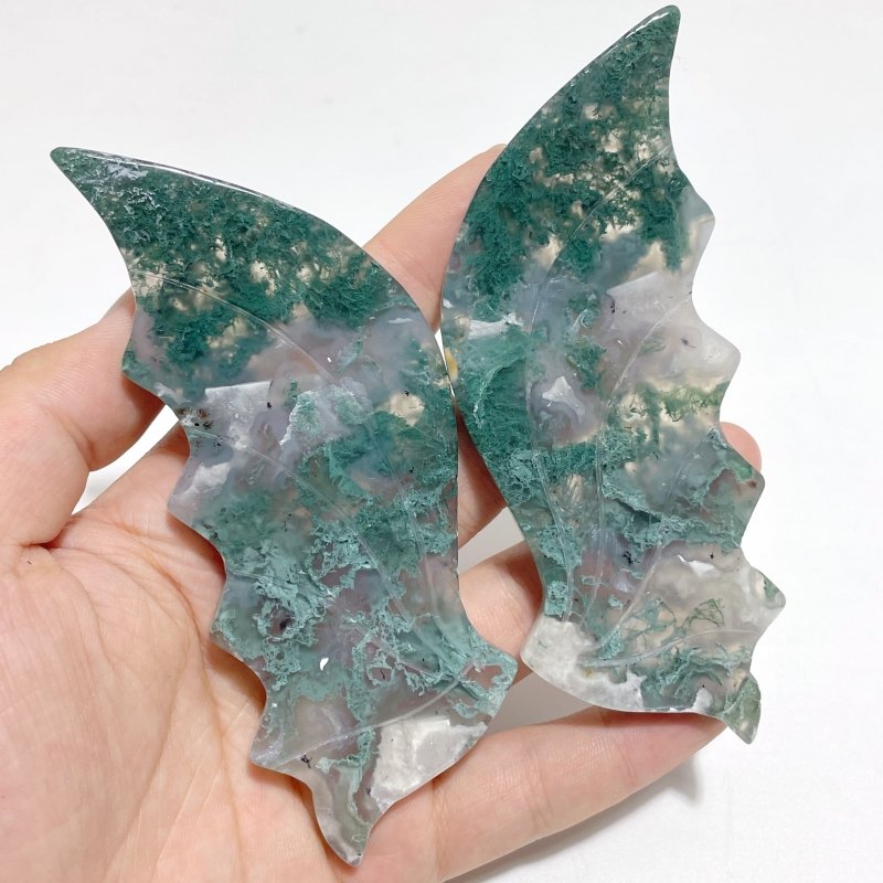 4 Pairs Flying Dragon Wing With Stand Moss Agate Trolleite Stone Pink Agate - Wholesale Crystals