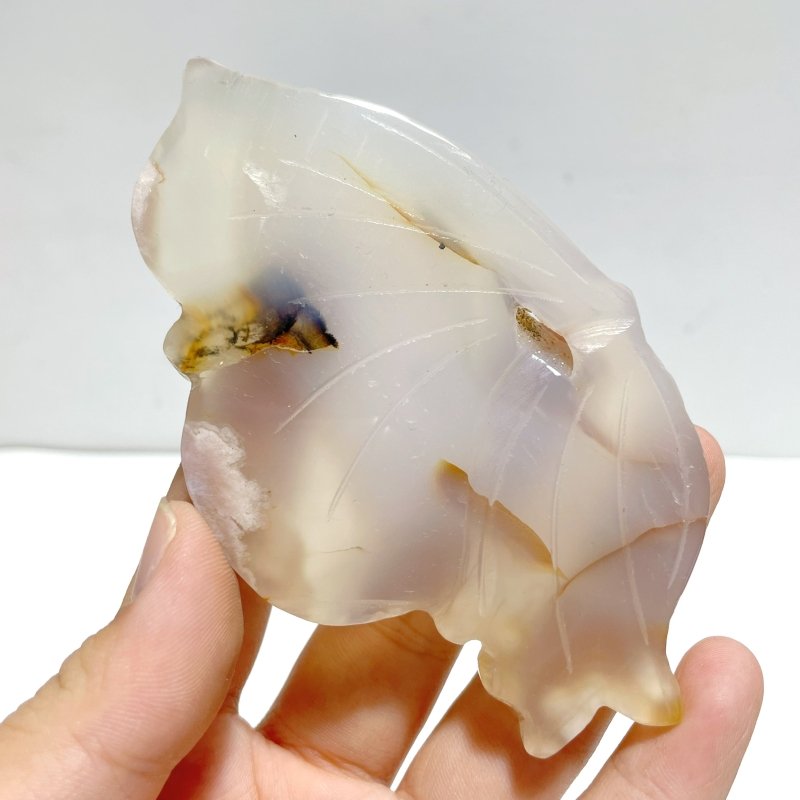 4 Pairs Sakura Flower Agate Butterfly Wing Carving With Stand - Wholesale Crystals