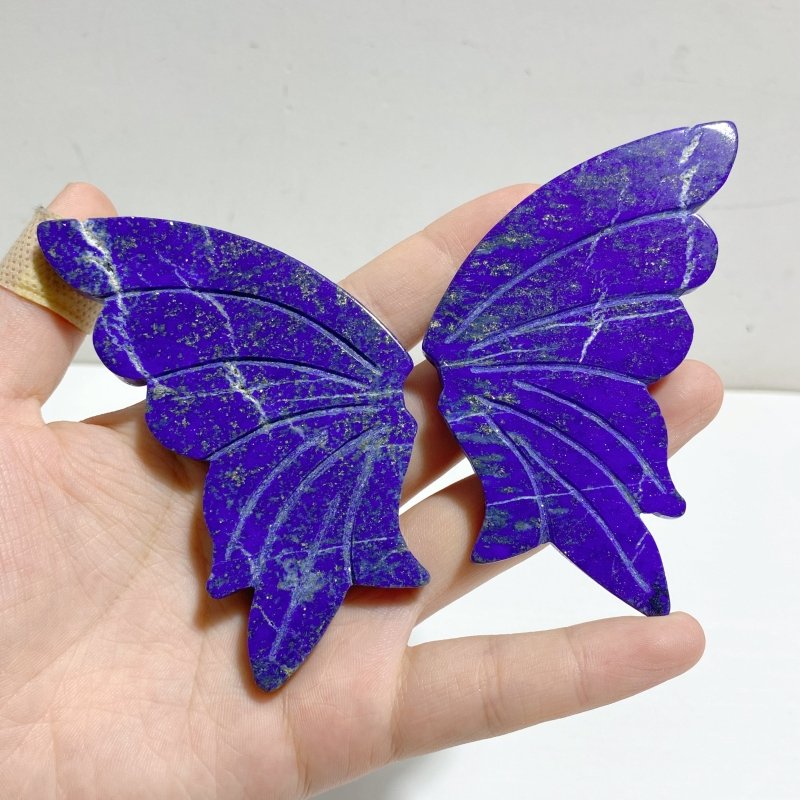 4 Pairs Small Lapis Lazuli Butterfly Wing Carving With Stand -Wholesale Crystals