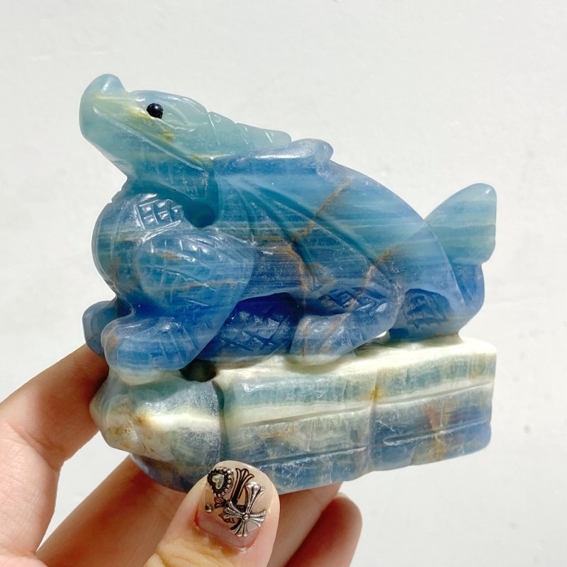 4 Pieces Blue Onyx Flying Dragon Castle Carving -Wholesale Crystals
