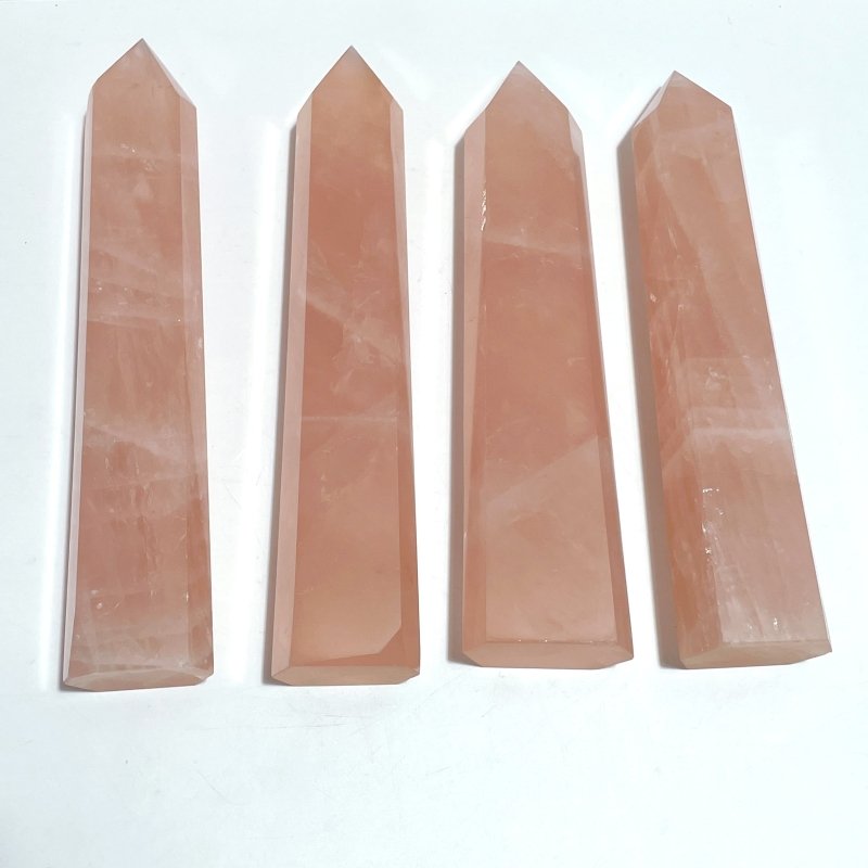 4 Pieces High Quality Large Madagascar Rose Quartz Tower Points - Wholesale Crystals