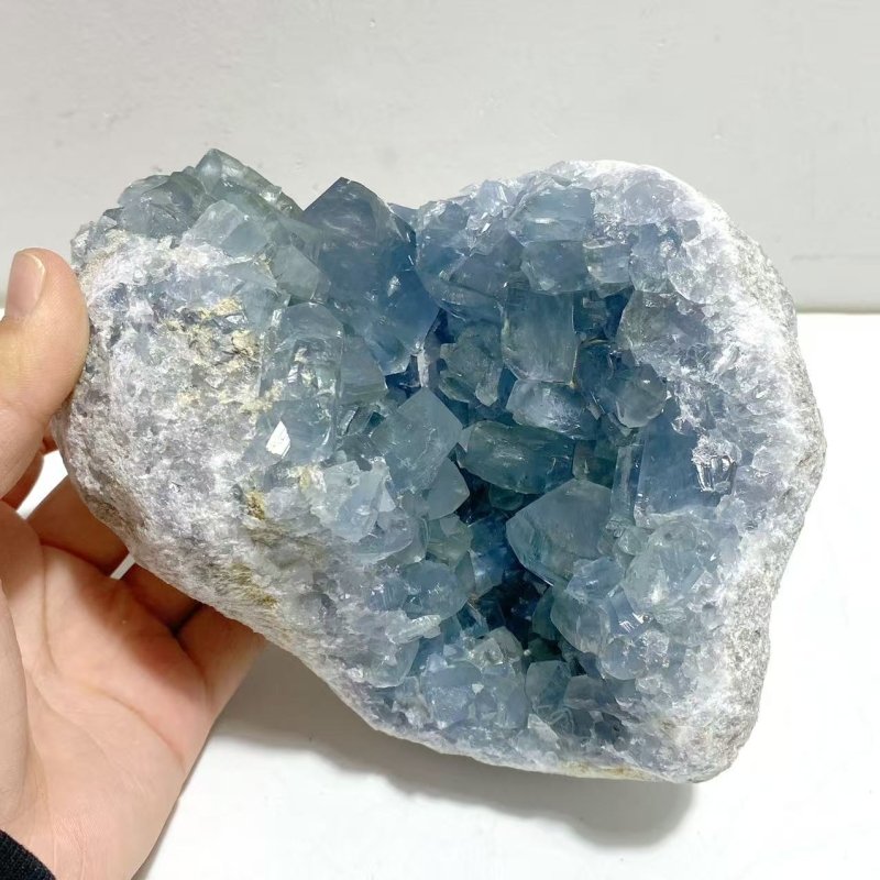 4 Pieces Large Blue Celestite Cluster Home Decor - Wholesale Crystals