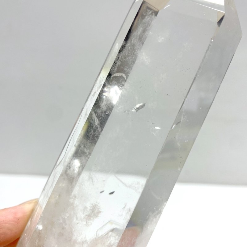 4 Pieces Large Clear Quartz Point Raw Bottom With Stand 5 - Wholesale Crystals