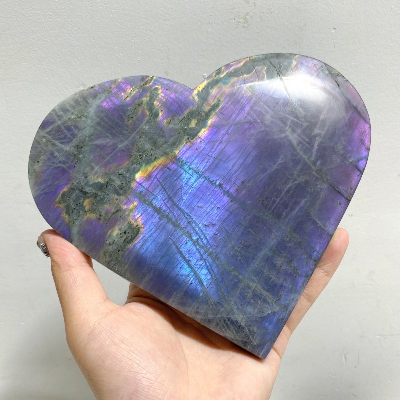 4 Pieces Large Labradorite Heart With Stand -Wholesale Crystals