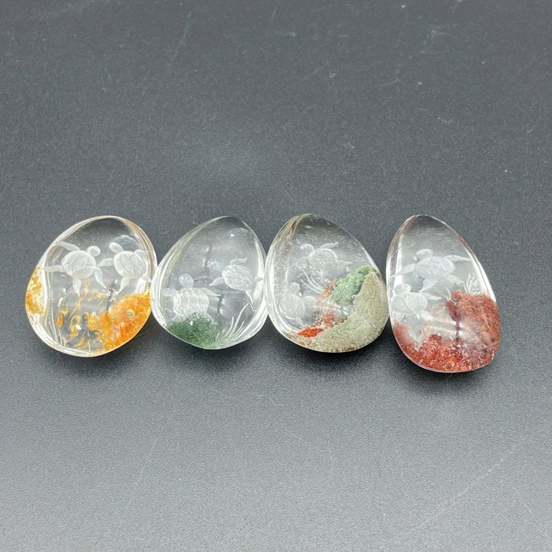 4 Pieces Sea Turtle Garden Quartz Inner Scene Carving -Wholesale Crystals
