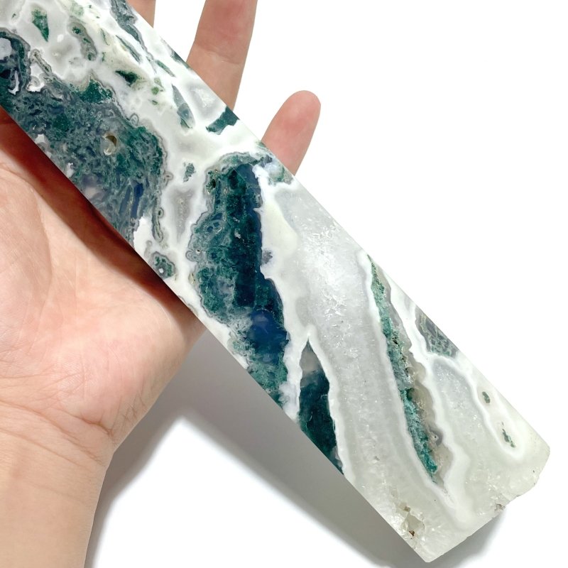 4 Pieces Tall Geode Druzy Moss Agate Tower Points - Wholesale Crystals