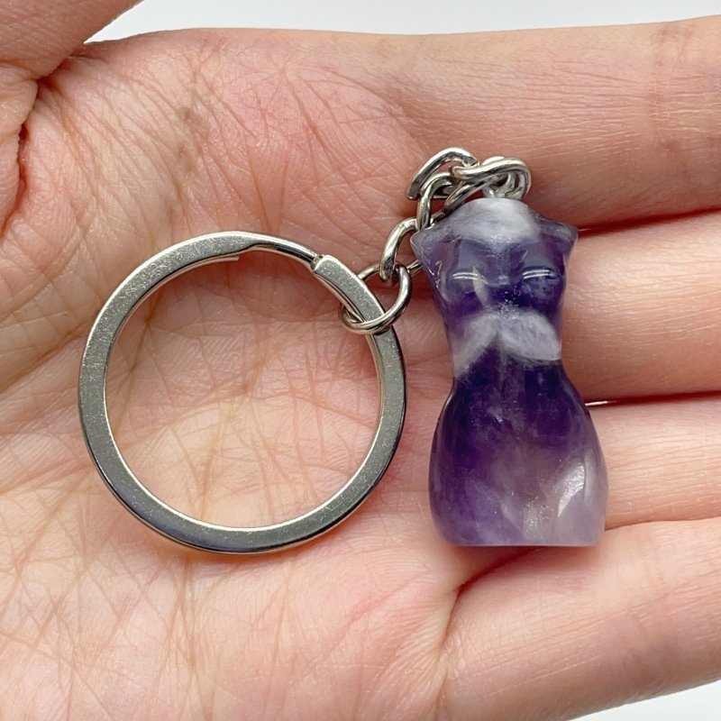 4 Types 3cm Goddess Carving Keychain Chevron Amethyst Opalite -Wholesale Crystals