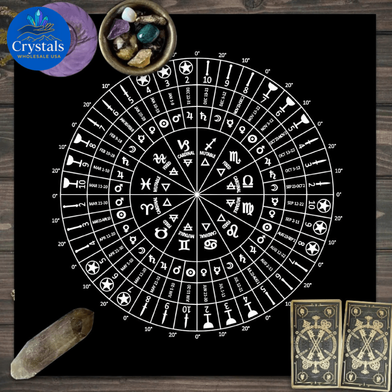 4 Zodiac Altar(1 - 1) Tarot Tablecloth - Wholesale Crystals