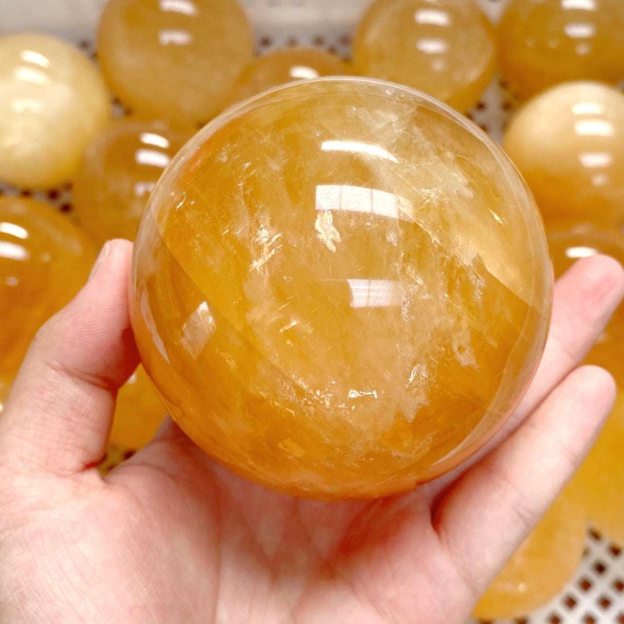 42 Pieces Yellow Calcite Spheres (Sea Freight Only)
