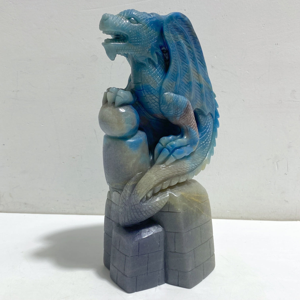 Unique Trolleite Flying Dragon With Castle Carving