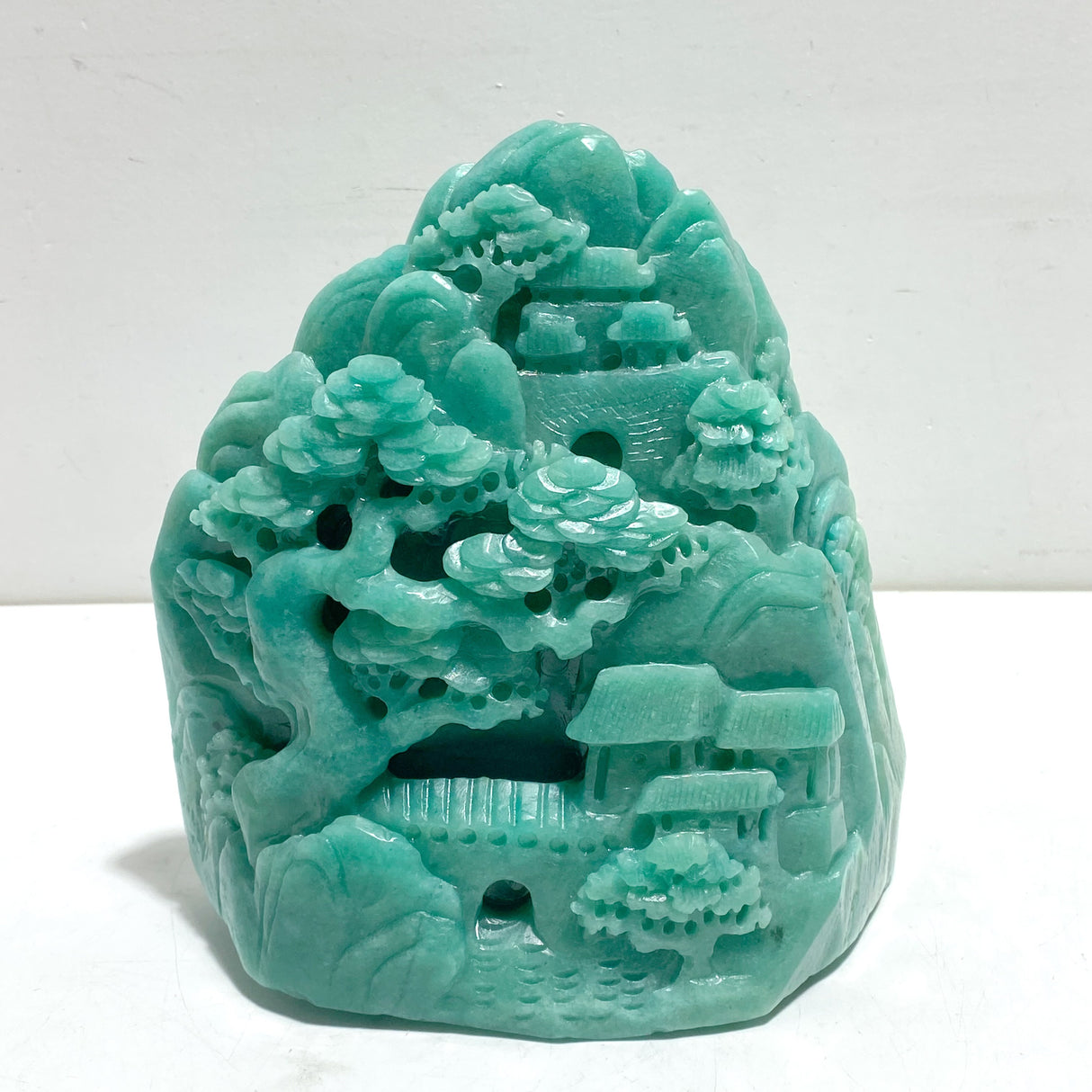 Beautiful Amazonite Landscape Pavilion Carving #1