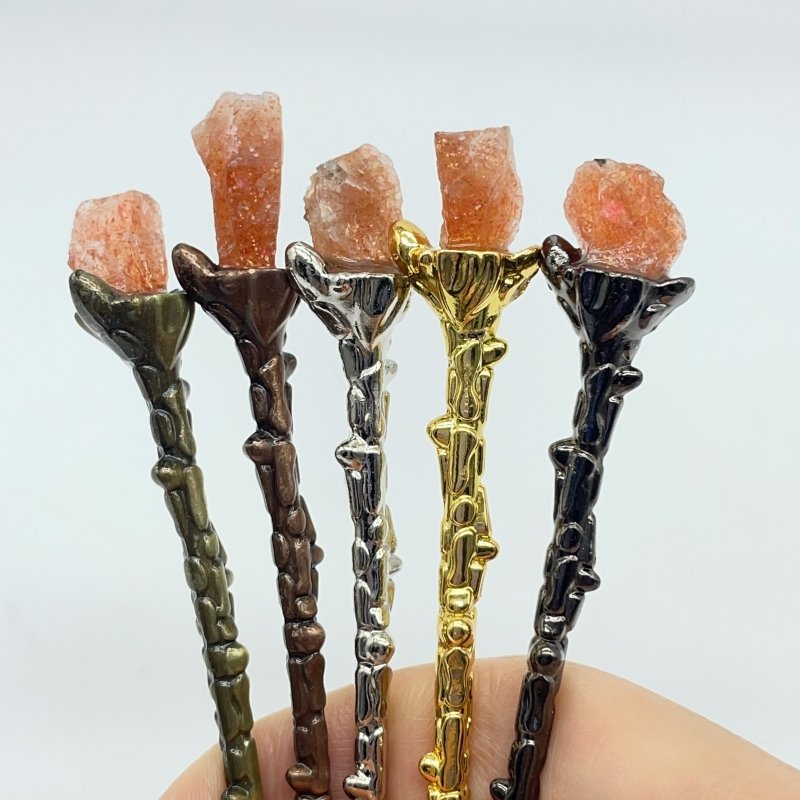 5 Colors Coffee Spoon With Sunstone Raw Stone Wholesale -Wholesale Crystals