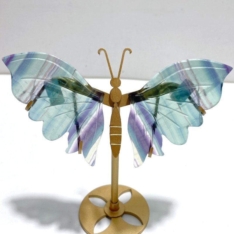 5 Pairs Beautiful Small Fluorite Symmetry Butterfly Wing With Stand - Wholesale Crystals