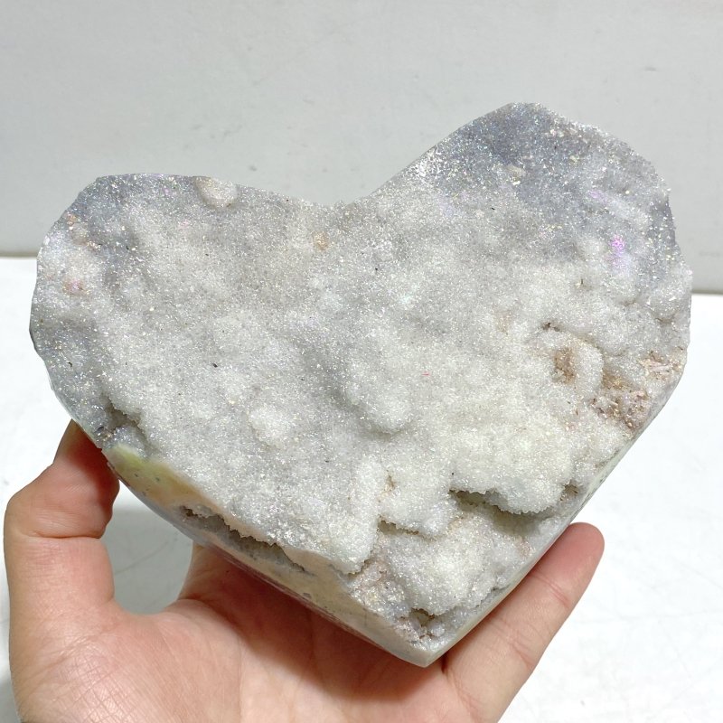 5 Pieces Aura Quartz Cluster Heart With Stand 5 - Wholesale Crystals