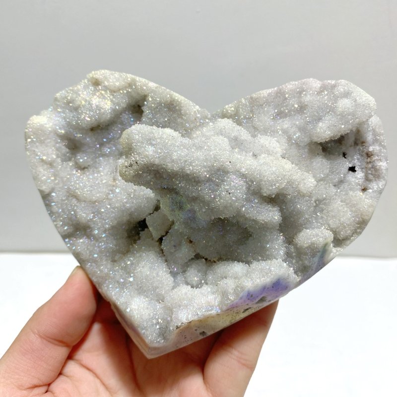 5 Pieces Aura Quartz Cluster Heart With Stand 5 - Wholesale Crystals
