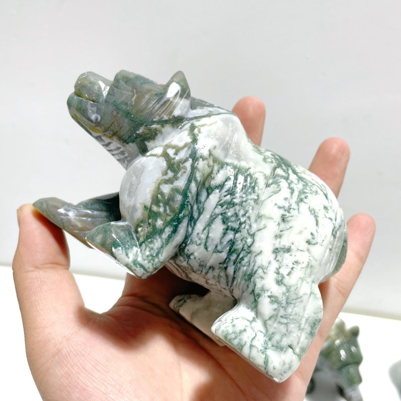 5 Pieces Beautiful Moss Agate Bear Carving - Wholesale Crystals