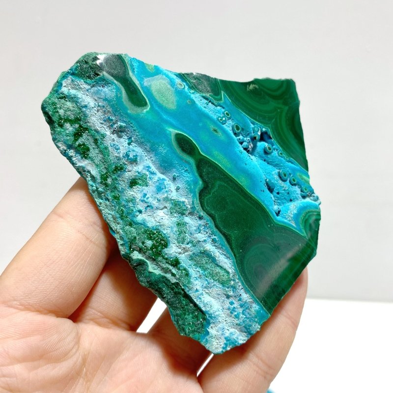 5 Pieces High Quality Small Chrysocolla Mixed Malachite Slab Specimen 4 - Wholesale Crystals