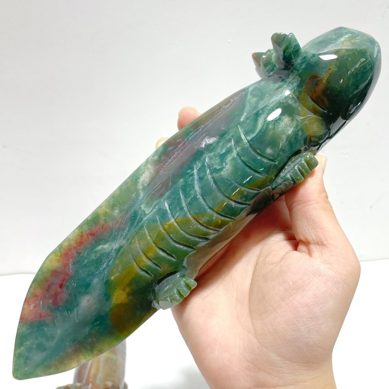 5 Pieces Large Ocean Jasper Newt Carving - Wholesale Crystals