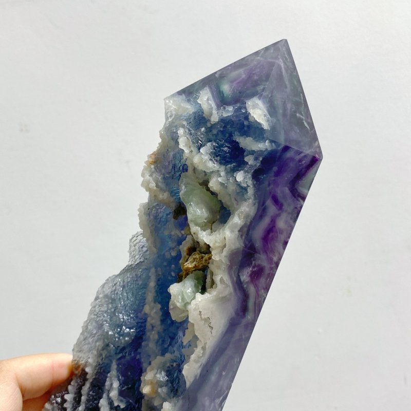 5 Pieces Rainbow Fluorite Raw Side Four-sided Tower Point -Wholesale Crystals