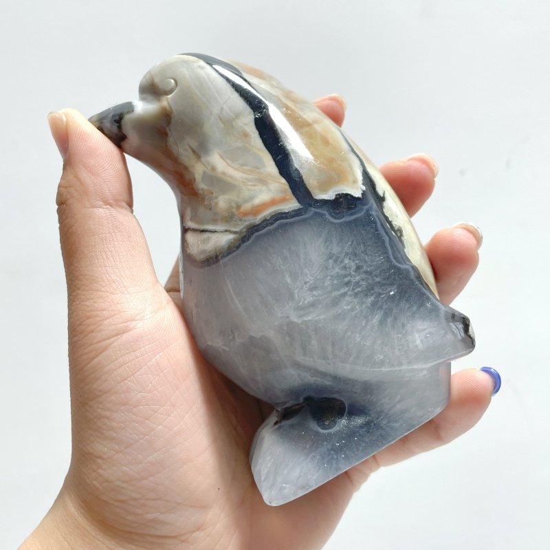 5 Pieces Volcano Agate Penguin Carving(UV - Reactive) - Wholesale Crystals