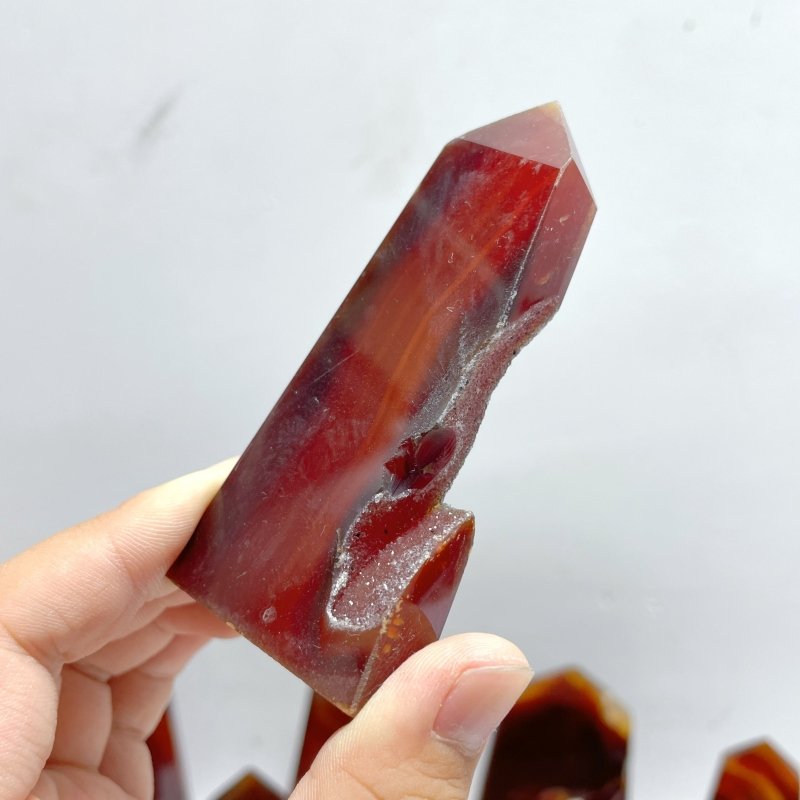 51 Pieces Carnelian Geode Druzy Four - sided Tower Points (Clearance) - Wholesale Crystals