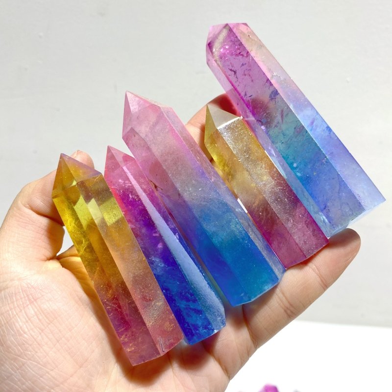 52 Pieces Aura Clear Quartz Point - Wholesale Crystals