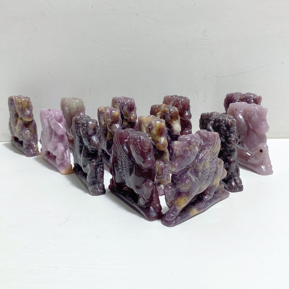 14 Pieces Lepidolite Unicorn Carving Closeout