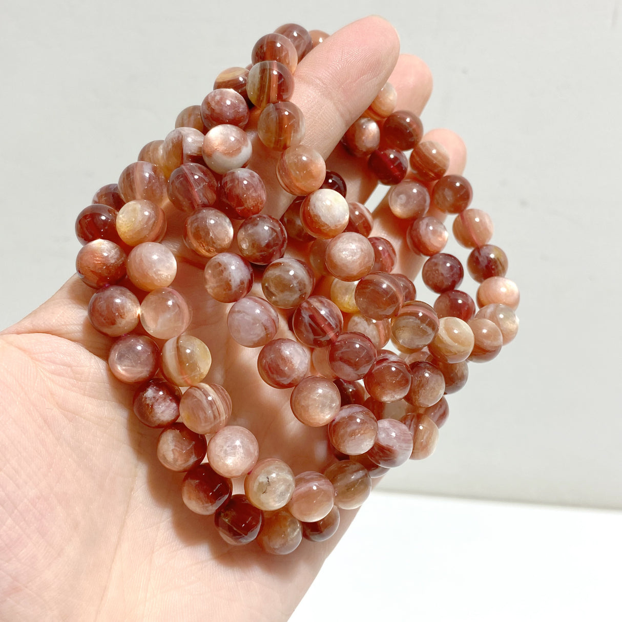 15 Pieces 9mm Pink Mica Bracelets